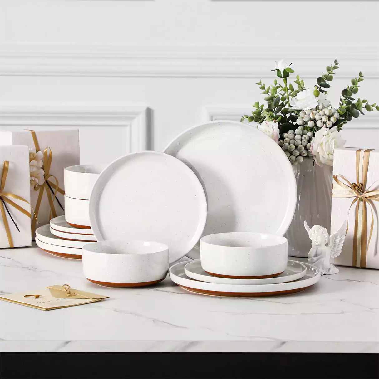 Tara Pink 12 Piece Dinnerware Set