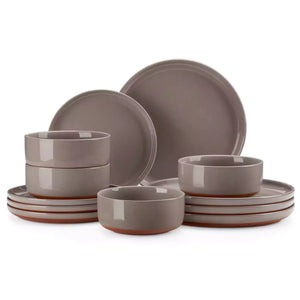 Tara Grey 12 Piece Dinnerware Set