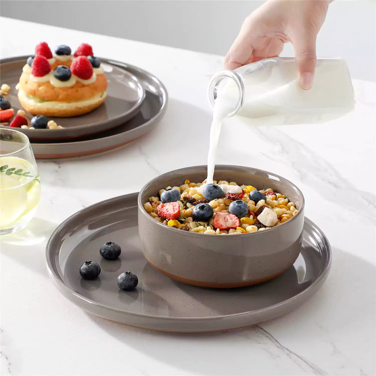 Tara Grey 12 Piece Dinnerware Set