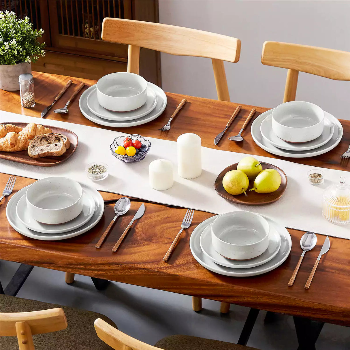 Tara Brown 24-Piece Stoneware Dinnerware Set for 8