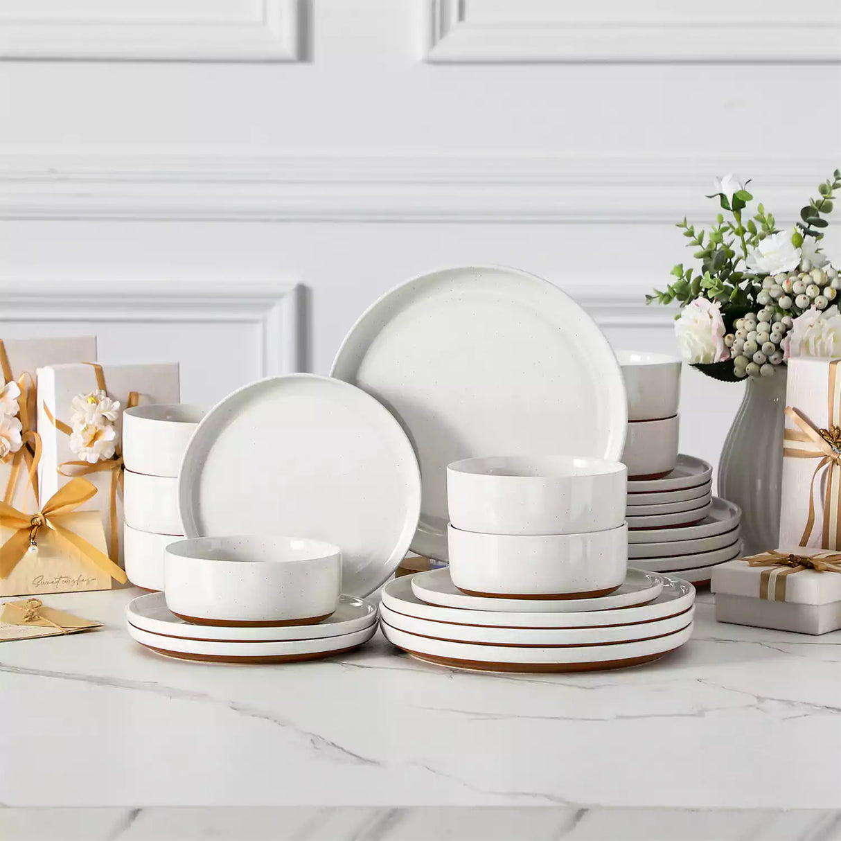 Tara Grey 24-Piece Dinnerware Set for 8 - Stoneware