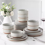 Tara Grey 24-Piece Dinnerware Set for 8 - Stoneware