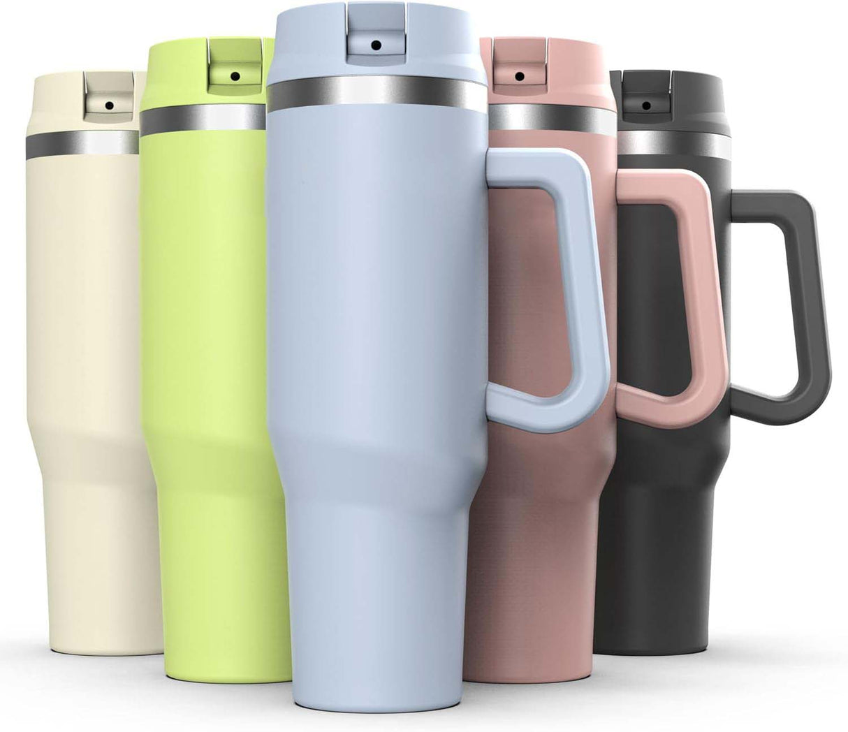 40 oz Tumbler Cup with Handle and Carrier Bag, 24-Hour Insulated Water Bottle with Straw Lid, Neoprene Carrying Sleeve and Hand Strap