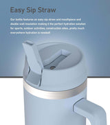 40 oz Tumbler Cup with Handle and Carrier Bag, 24-Hour Insulated Water Bottle with Straw Lid, Neoprene Carrying Sleeve and Hand Strap