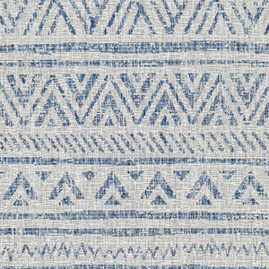 2 ft. x 3 ft. Blue Grey Chevron Coastal Boho Style Indoor Outdoor Area Rug