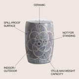 Camellia ceramic drum garden stool