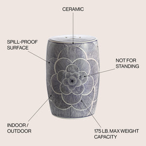 Camellia ceramic drum garden stool