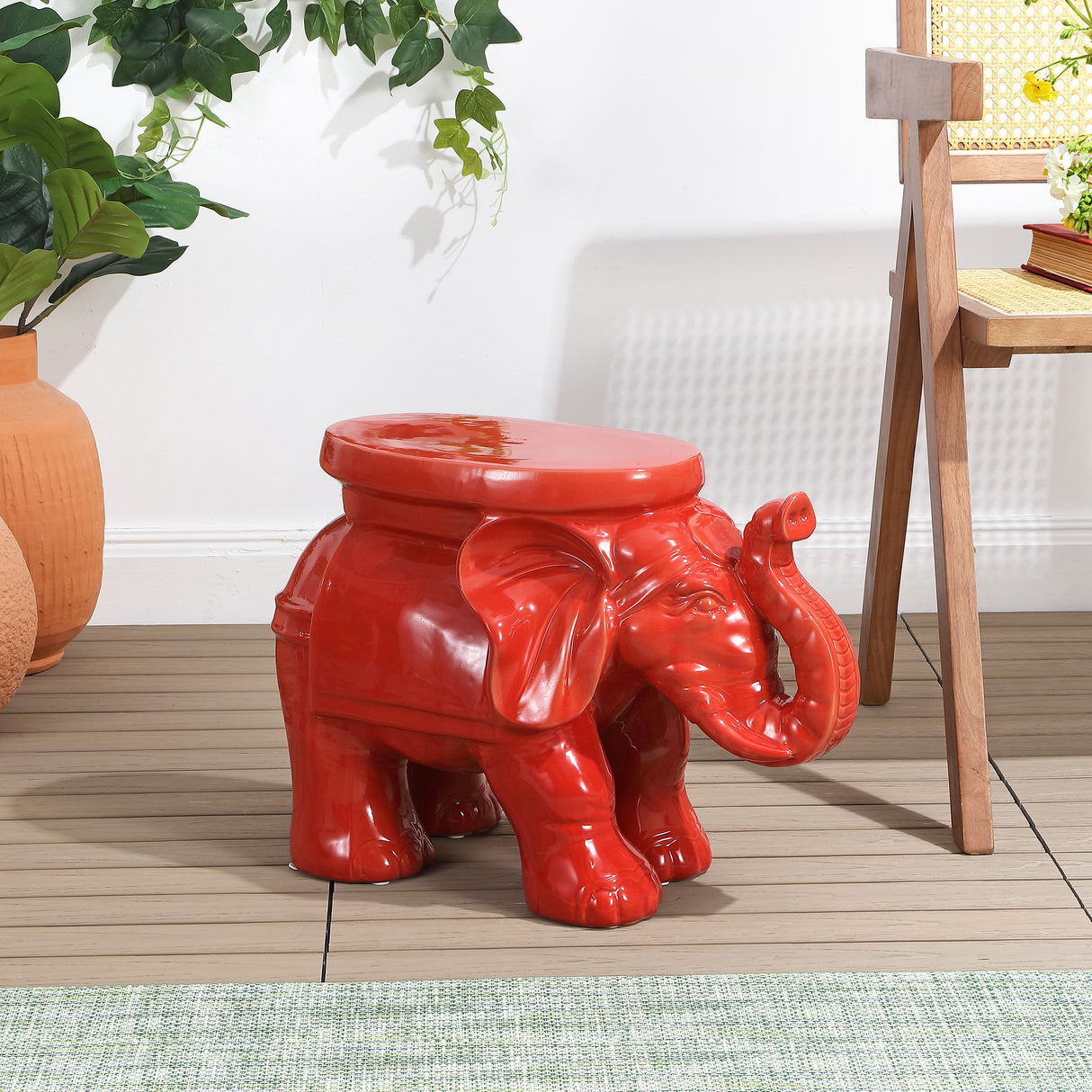 White ceramic garden stool