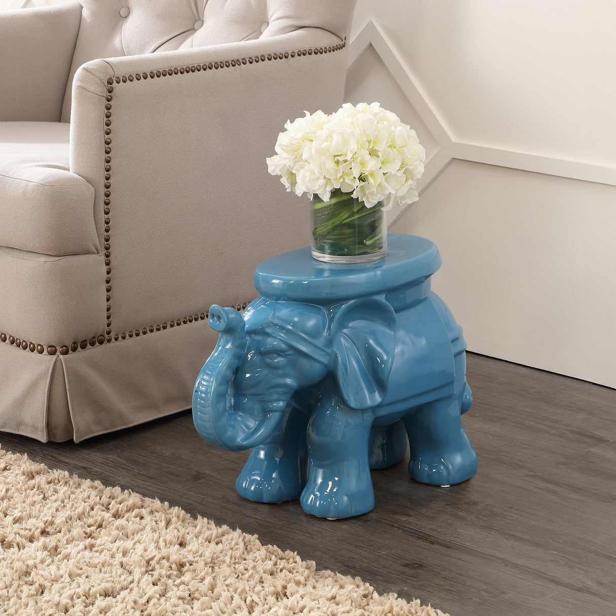 White ceramic garden stool