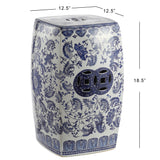 Floral chinoiserie ceramice square garden stool