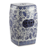 Floral chinoiserie ceramice square garden stool