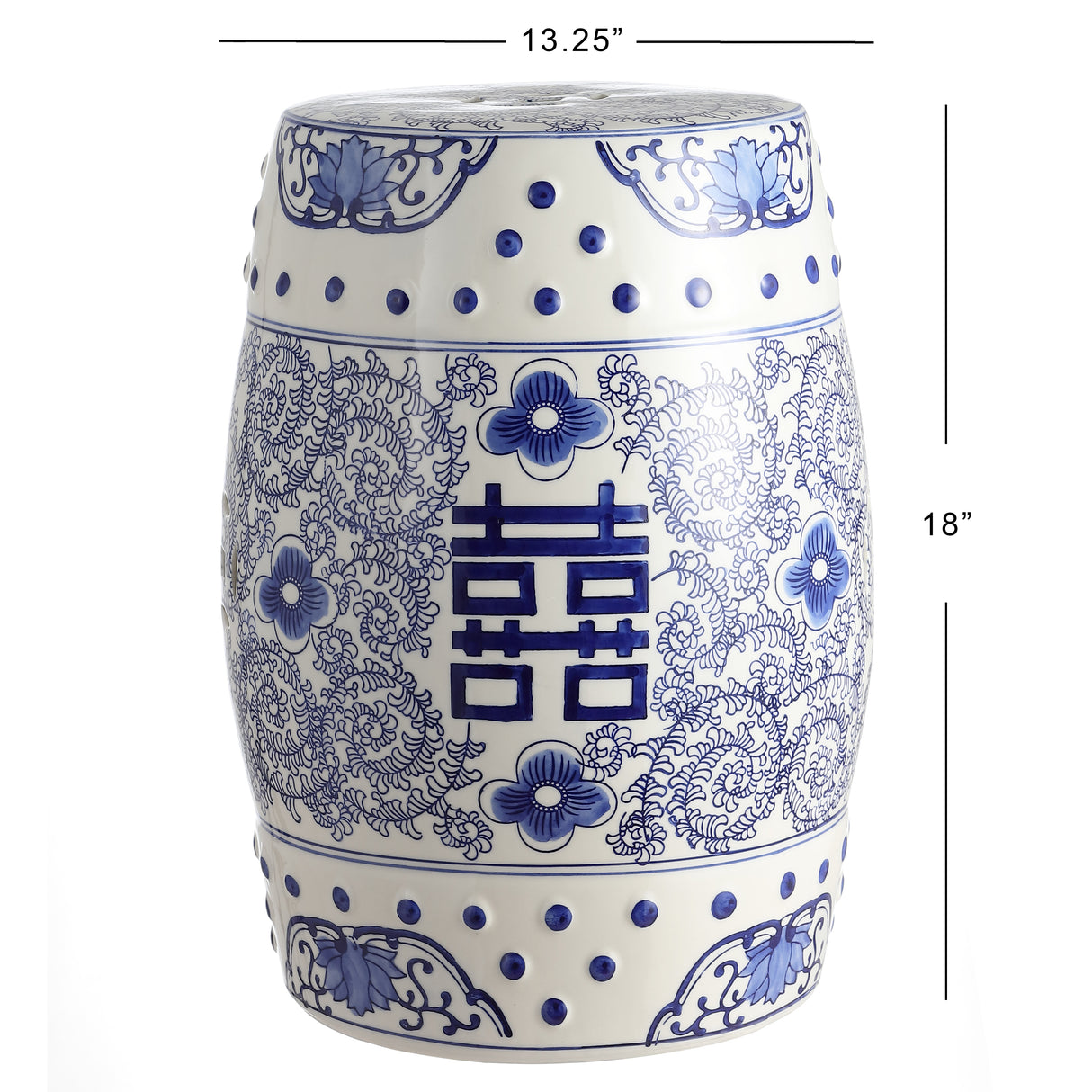 Double chinoiserie ceramic drum garden stool elegant