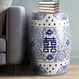 Double chinoiserie ceramic drum garden stool elegant