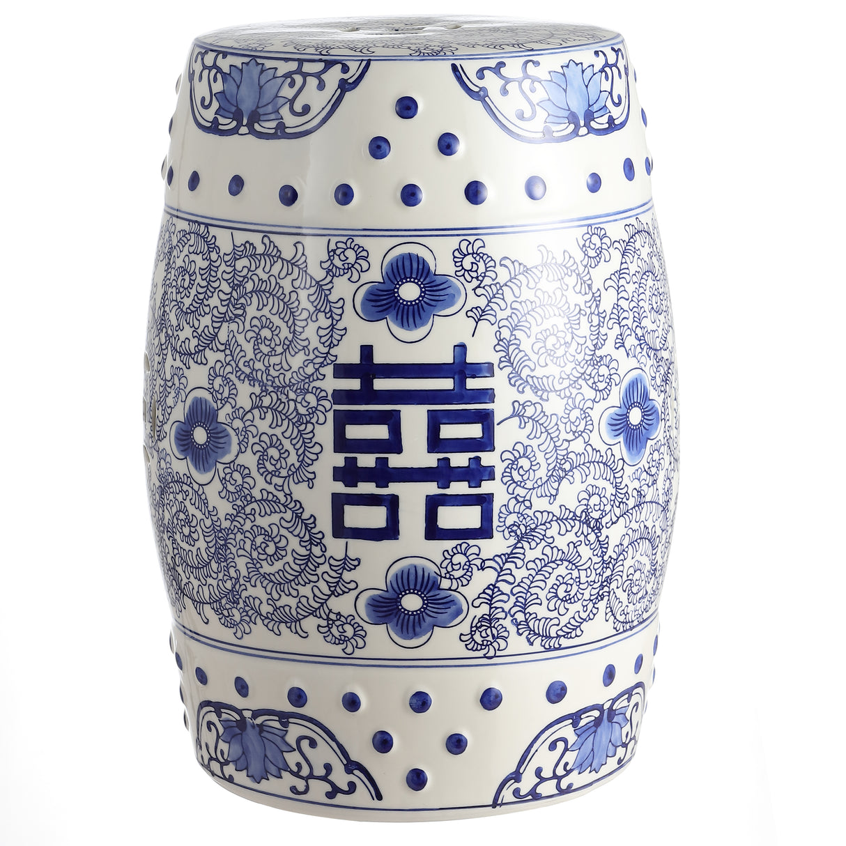 Double chinoiserie ceramic drum garden stool elegant