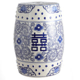 Double chinoiserie ceramic drum garden stool elegant