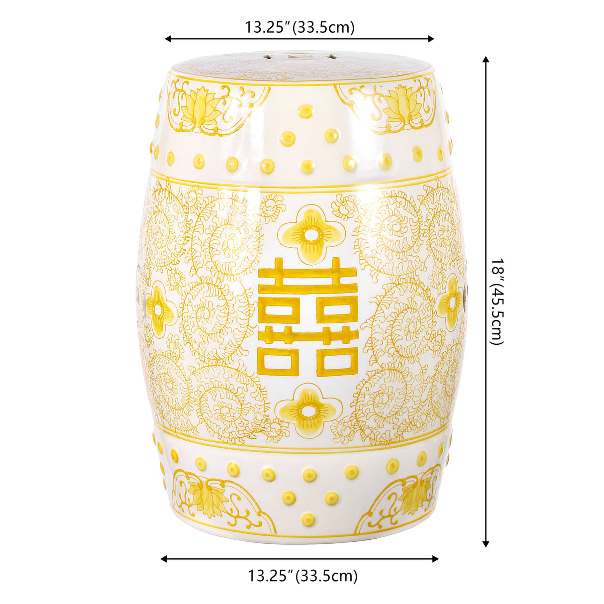 Double chinoiserie ceramic drum garden stool
