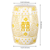Double chinoiserie ceramic drum garden stool