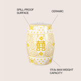 Double chinoiserie ceramic drum garden stool