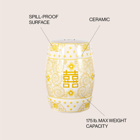 Double chinoiserie ceramic drum garden stool