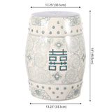 Double chinoiserie ceramic drum garden stool