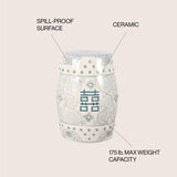 Double chinoiserie ceramic drum garden stool