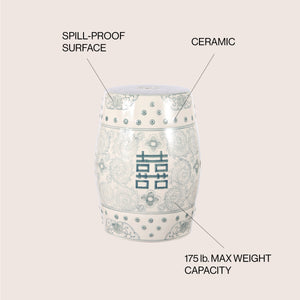 Double chinoiserie ceramic drum garden stool
