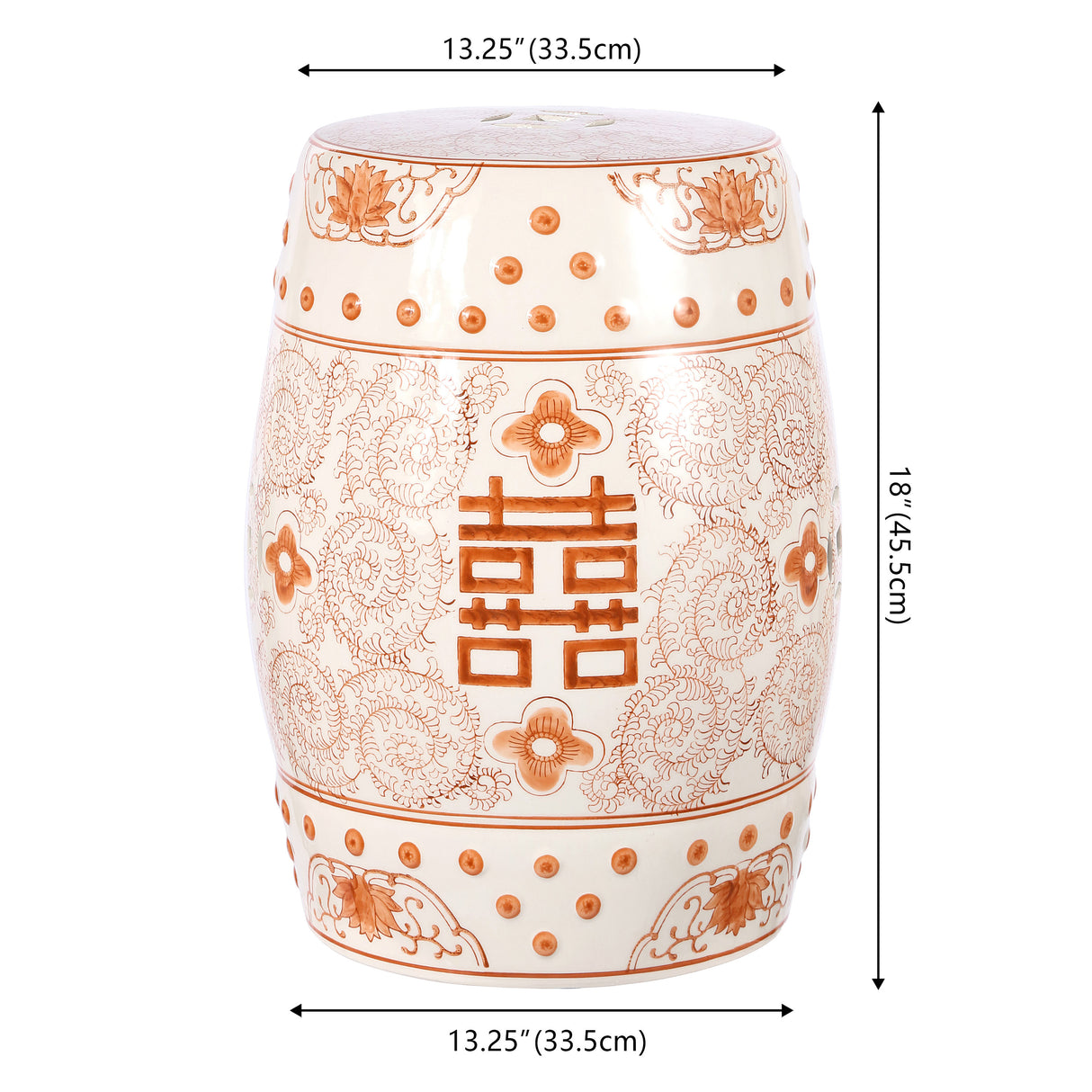 Double chinoiserie ceramic drum garden stool