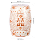 Double chinoiserie ceramic drum garden stool
