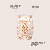 Double chinoiserie ceramic drum garden stool