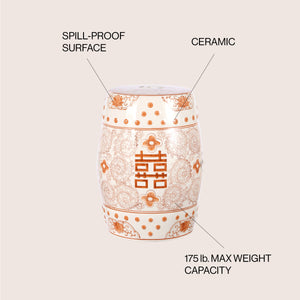Double chinoiserie ceramic drum garden stool