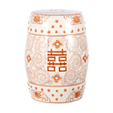 Double chinoiserie ceramic drum garden stool