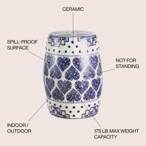 Happy chinoiserie ceramic drum garden stool