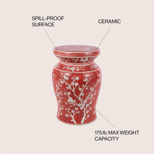 Cherry ceramic garden stool classic