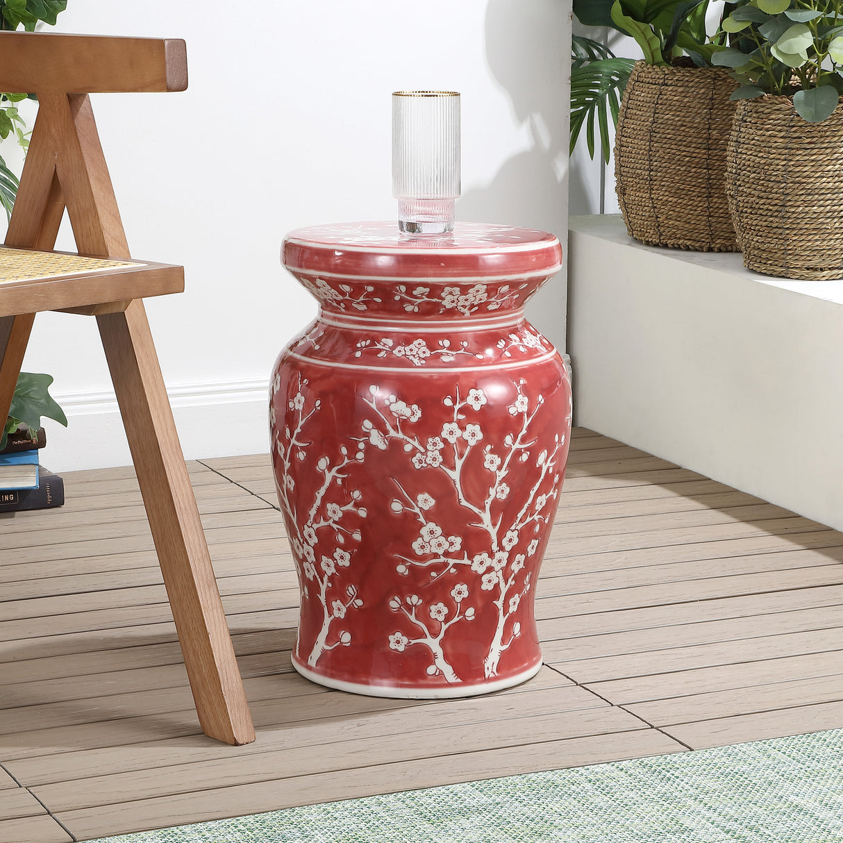 Cherry ceramic garden stool classic