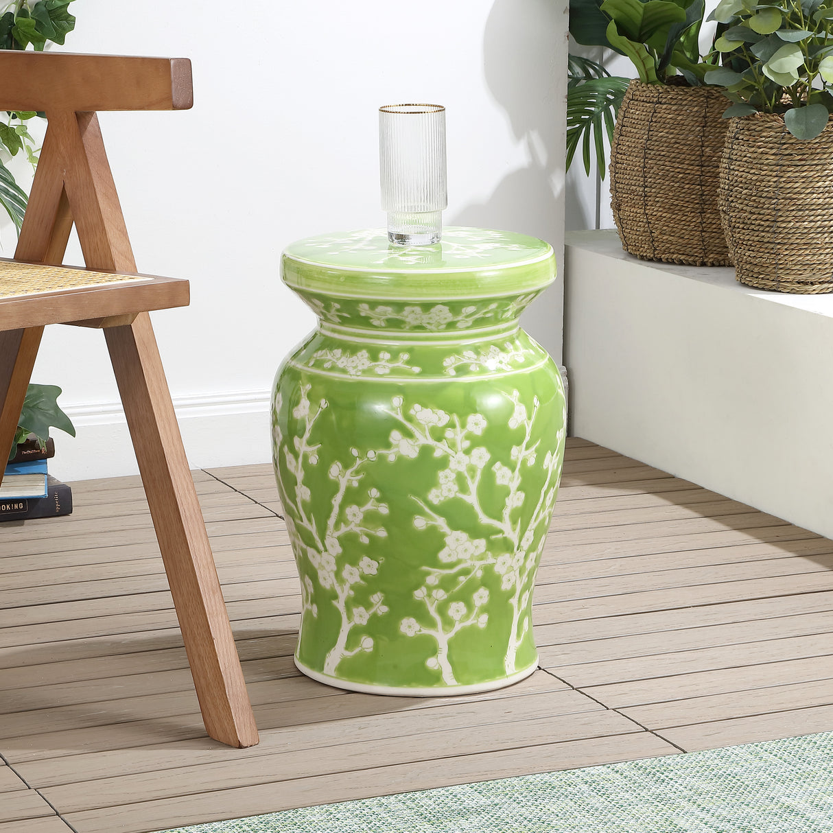 Cherry ceramic garden stool classic