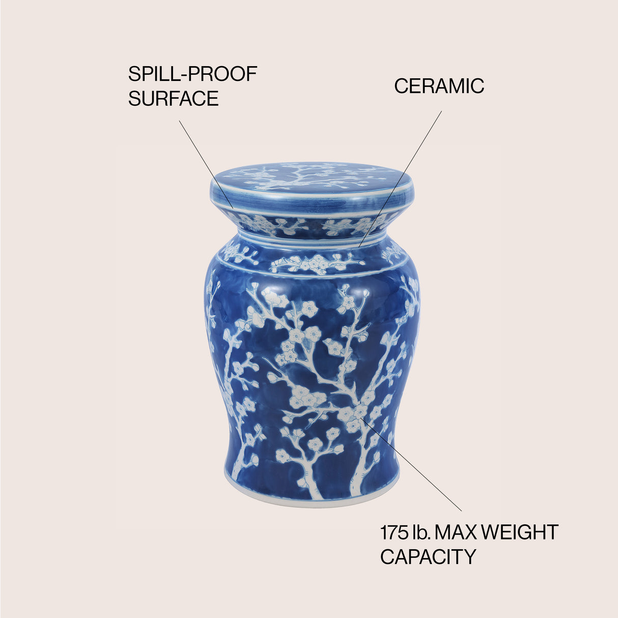 Cherry ceramic garden stool classic