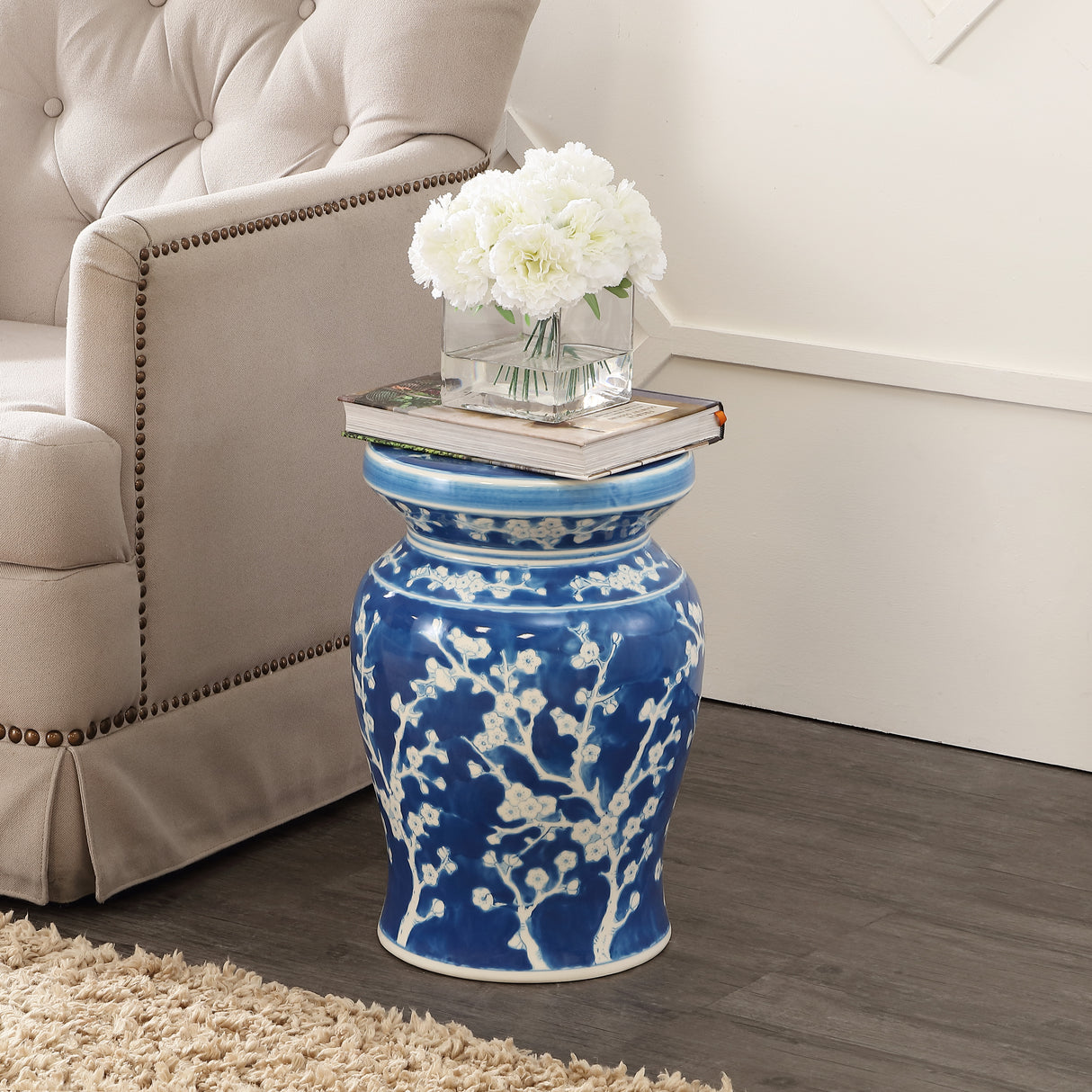 Cherry ceramic garden stool classic