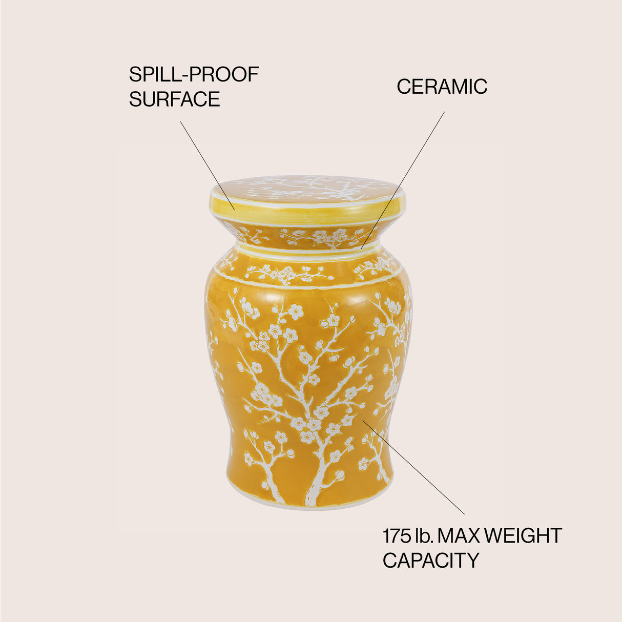 Cherry ceramic garden stool classic