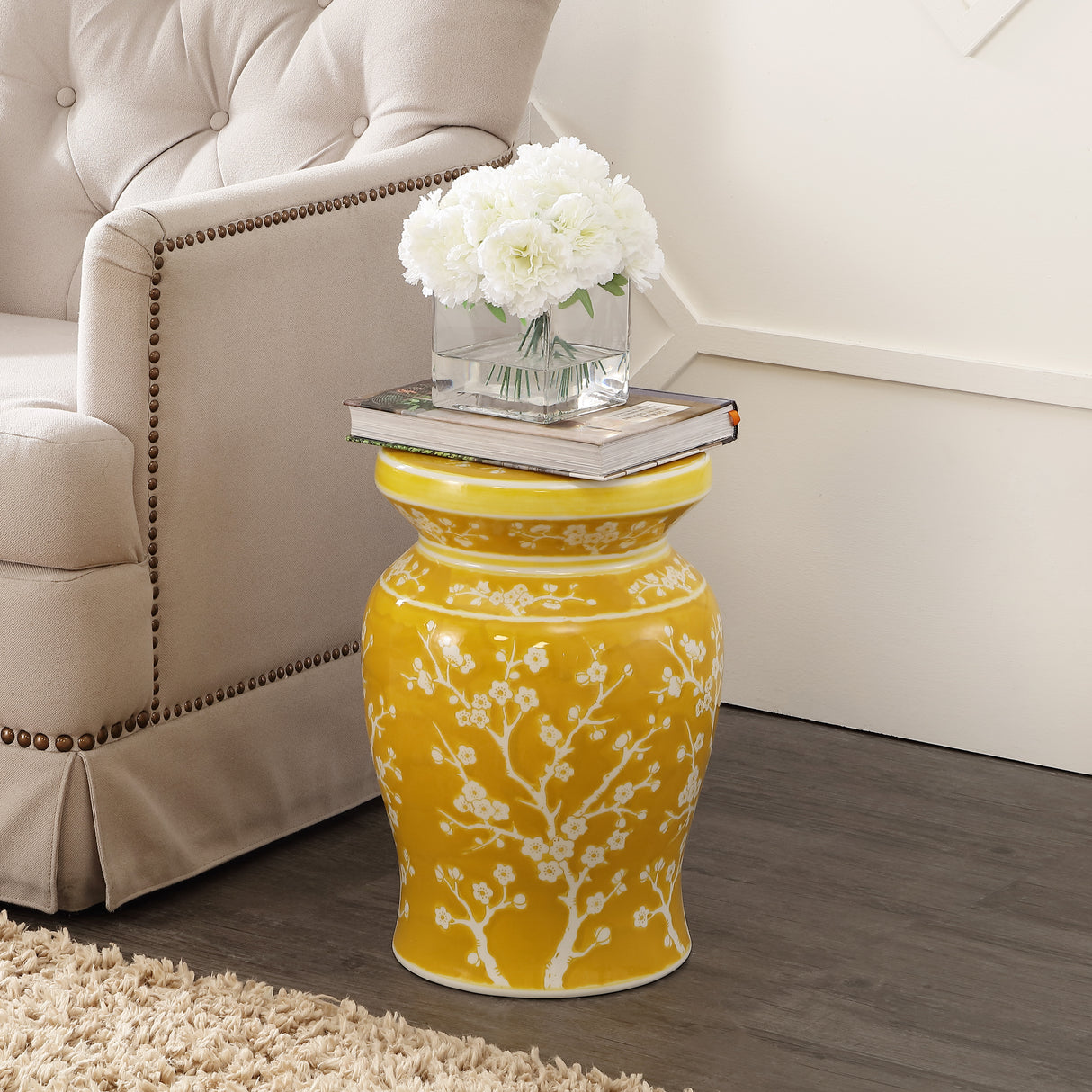 Cherry ceramic garden stool classic