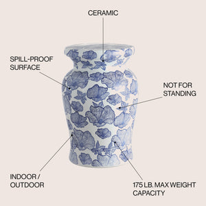 Poppies ceramic garden stool