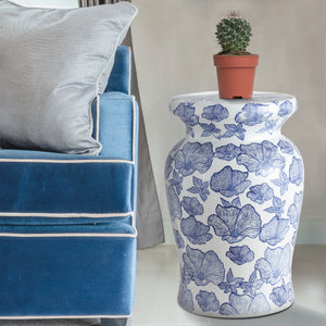 Poppies ceramic garden stool