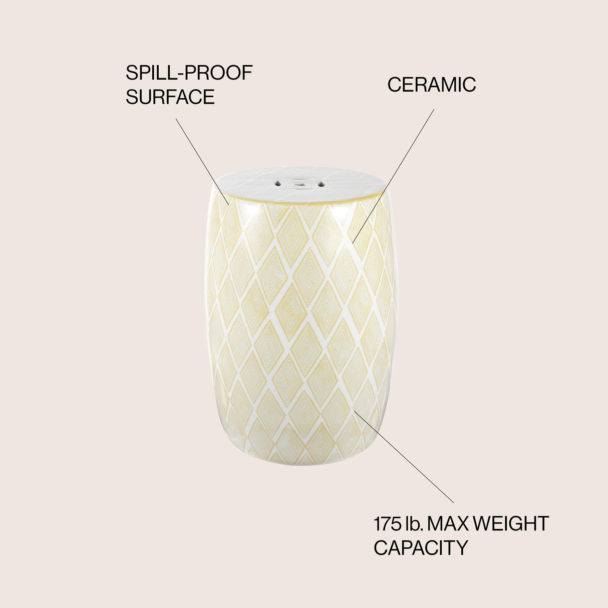 Moroccan ceramic drum garden stool