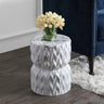 Chevron-white-marble-finish-ceramic-garden-stool-Outdoor-Tables