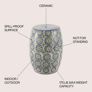 Lula suzani ceramic garden stool