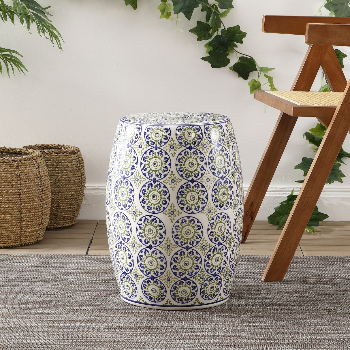 Lula suzani ceramic garden stool