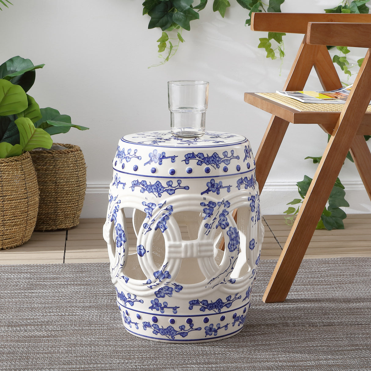 Lucky chinese ceramic drum garden stool classic