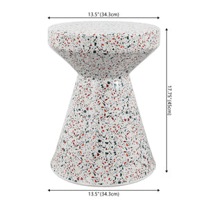 Xenia Modern Bohemian Terrazzo Indoor/Outdoor Drum Accent Table