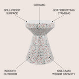 Xenia modern bohemian terrazzo indoor/outdoor drum accent table