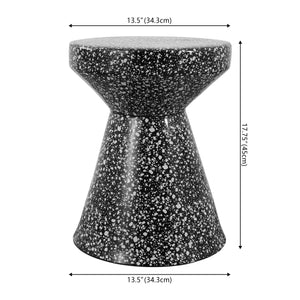 Xenia Modern Bohemian Terrazzo Indoor/Outdoor Drum Accent Table