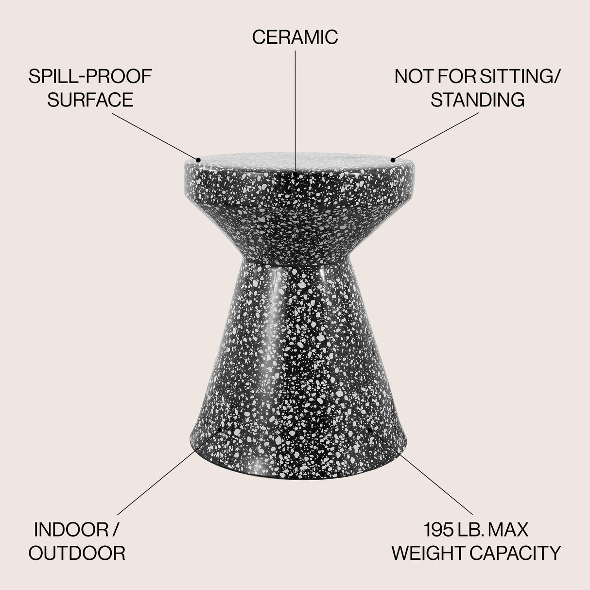 Xenia modern bohemian terrazzo indoor/outdoor drum accent table